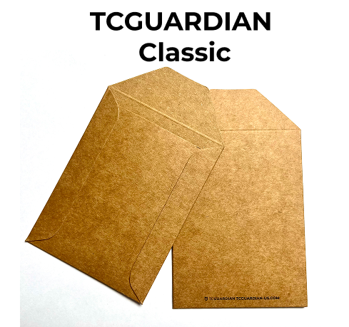 Two classic brown kraft paper mailers envelopes shown on a white background with the text 'TCGUARDIAN Classic' at the top.