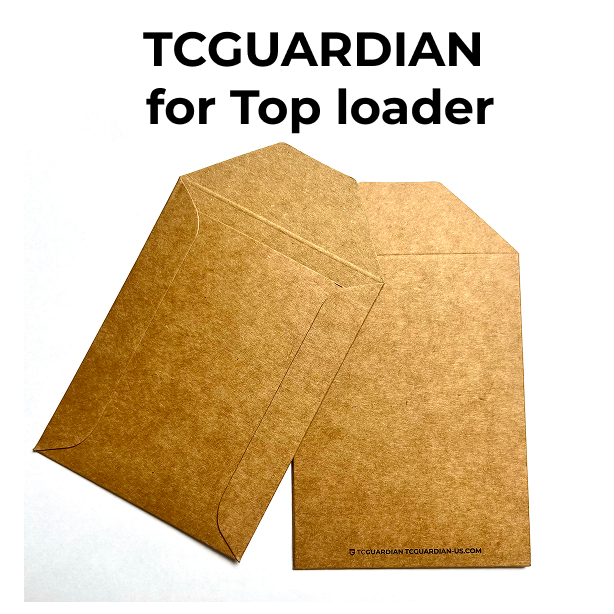 Two brown kraft paper top-loader envelopes on a white background with the text 'TCGUARDIAN for Top loader' at the top.